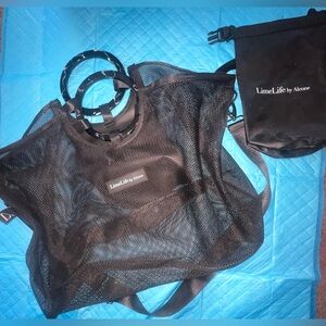 New! LimeLife by Alcone Black Mesh beach Tote Bag